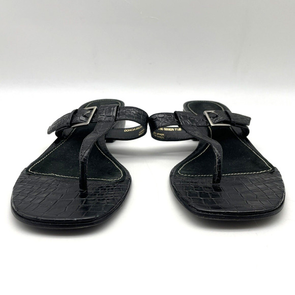 Vintage 90s Lauren Ralph Lauren DONCIA Black Croc Leather Buckle Sandals 7.5B - Picture 7 of 16